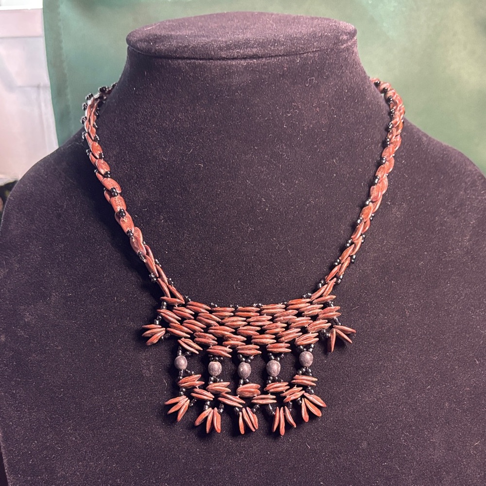 Artisan Koa Seed Beaded Necklace